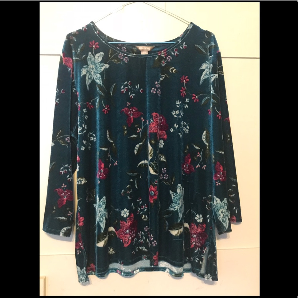 Velvet Floral Print Top